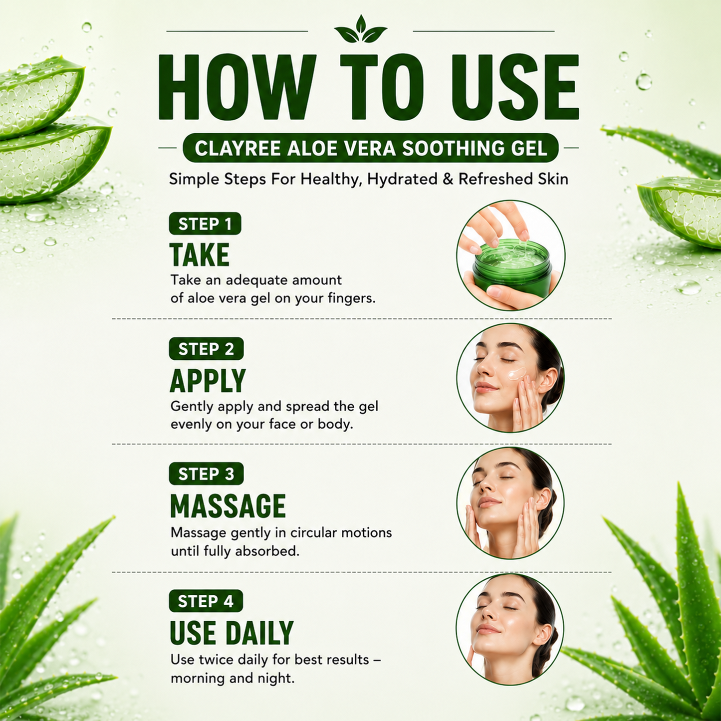 Clayree Pure Aloe Vera Gel for Face, Skin & Hair | Hydrating, Soothing & Glowing Skin Care Gel