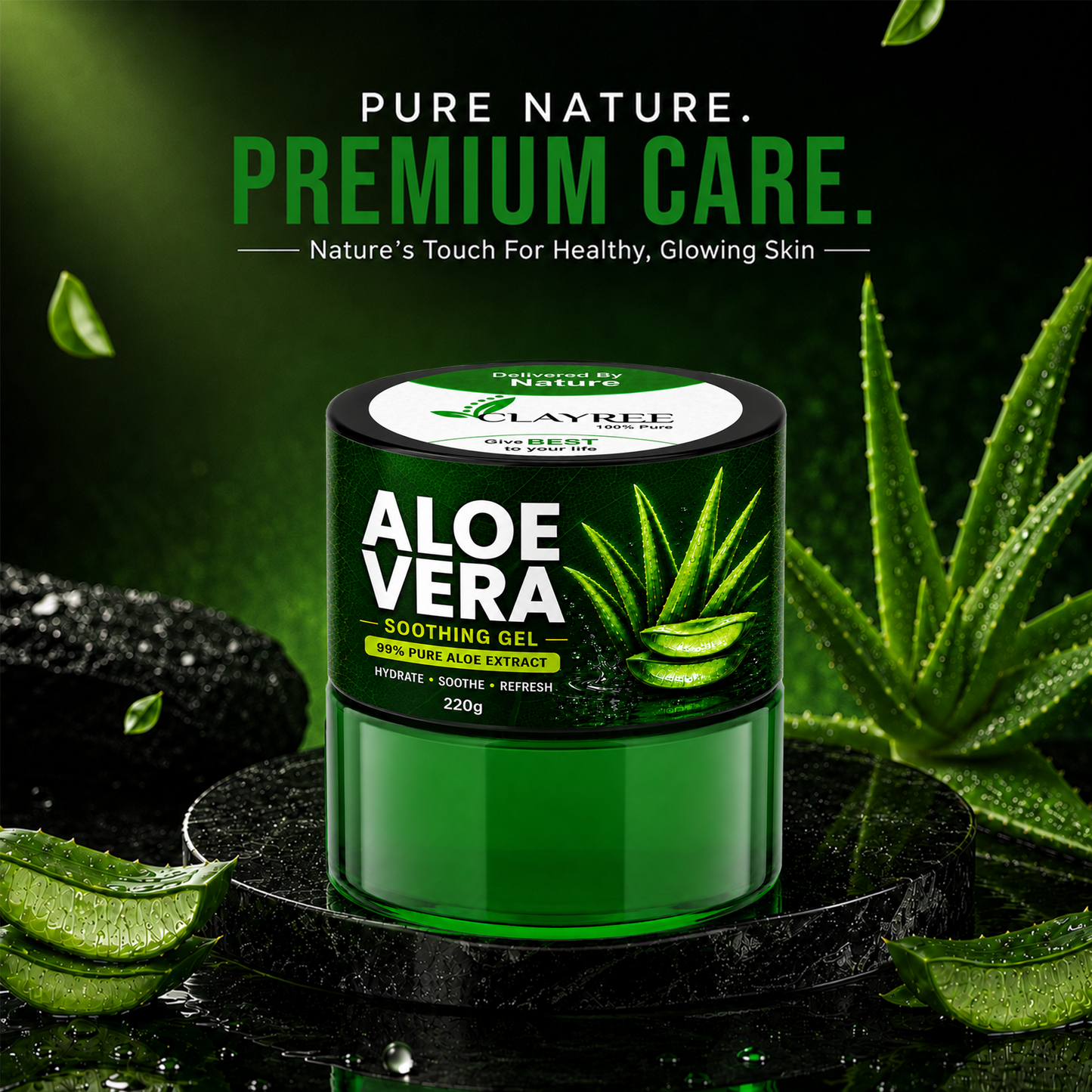 Clayree Pure Aloe Vera Gel for Face, Skin & Hair | Hydrating, Soothing & Glowing Skin Care Gel